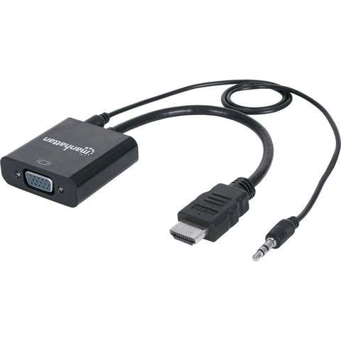 Manhattan HDMI Male to VGA Female Converter with Audio and Optional USB Micro-B Power Port - Retail Bag