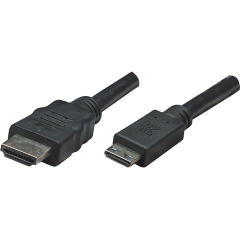 Manhattan High Speed HDMI Cable, Mini HDMI Male-HDMI Male, 6', Black
