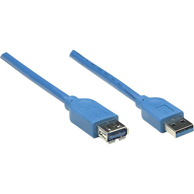 Manhattan SuperSpeed USB 3.0 A Male-A Female Extension Cable, 10 ft (3m), Blue