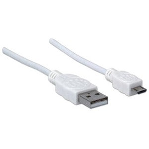 Manhattan Hi-Speed USB 2.0 A Male to Micro-B Male Device Cable - 3 ft - White