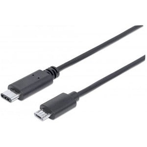 Manhattan Hi-Speed USB 2.0 C Male to Micro-B Male Device Cable, 3 ft, Black
