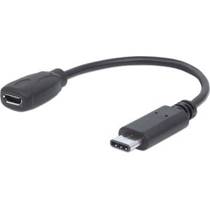 Manhattan Hi-Speed USB 2.0 C Male to Micro-B Female Device Cable, 6", Black