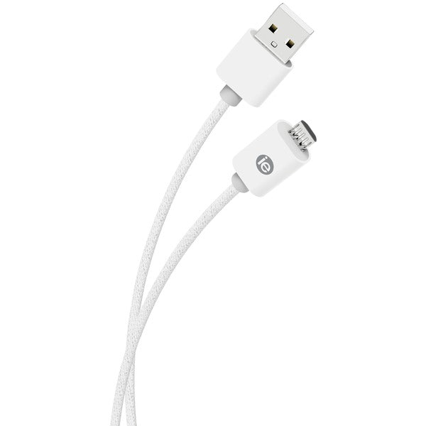 Charge & Sync Braided Micro USB to USB Cable, 6ft (White)