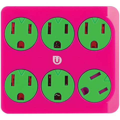 6-Outlet Power Tap (Pink & Green)