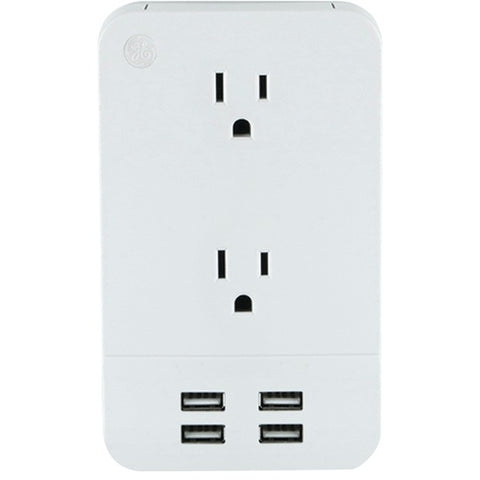 2-Outlet Surge-Protector Wall Tap with 4 USB Ports