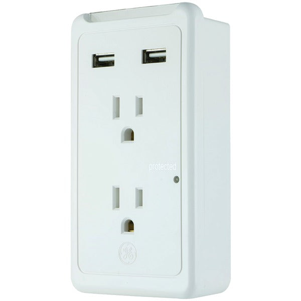 2-Outlet Eye-Indicator Wall Tap with 2 USB Ports