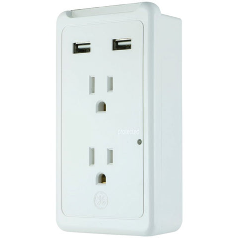 2-Outlet Eye-Indicator Wall Tap with 2 USB Ports