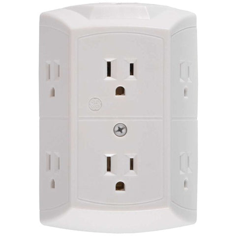 6-Outlet Grounded Wall Tap with Transformer-Resettable Circuit