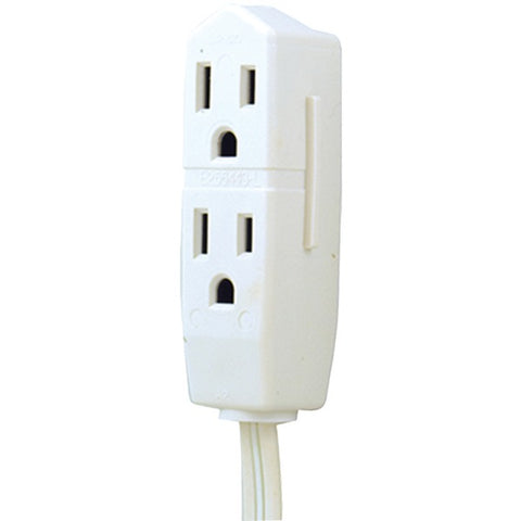 3-Outlet Grounded Office Cord, 8ft (White)