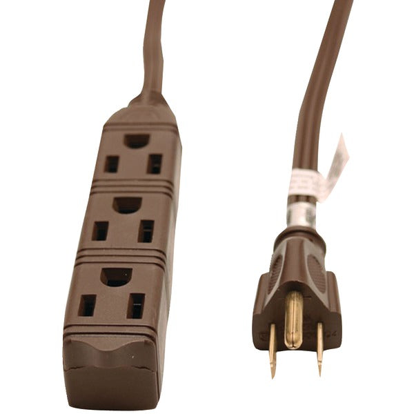 3-Outlet Grounded Office Cord, 8ft (Brown)