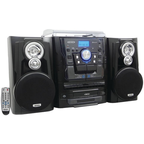 Bluetooth(R) 3-Speed Stereo Turntable Music System with 3-CD Changer & Dual Cassette Deck
