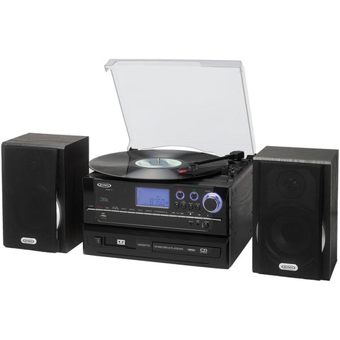 3-Speed Stereo Turntable CD Recording System with Cassette Player, AM-FM Stereo Radio & MP3 Encoding
