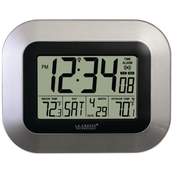 Atomic Digital Wall Clock with Indoor-Outdoor Temperature