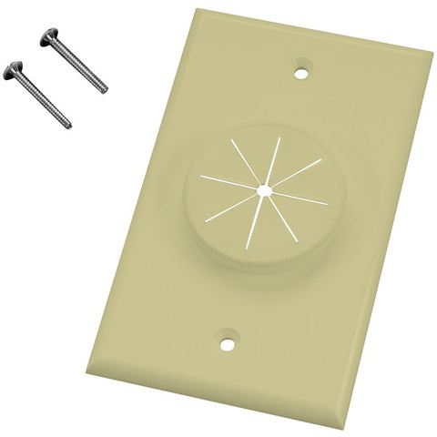 Single-Gang Wireport(TM) Wall Plate with Grommet (Ivory)