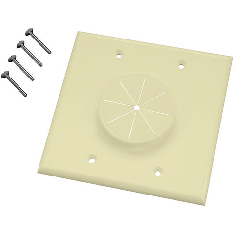 Double-Gang Wireport(TM) Wall Plate with Grommet (Almond)
