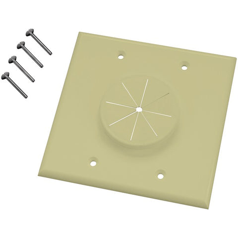 Double-Gang Wireport(TM) Wall Plate with Grommet (Ivory)