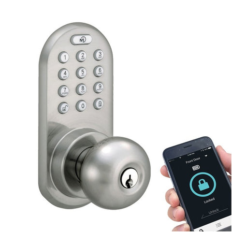 Bluetooth(R)-Keypad Doorknob, Satin Nickel