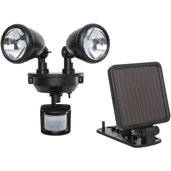 Solar-Powered Dual-Head LED Security Spotlight (Black)