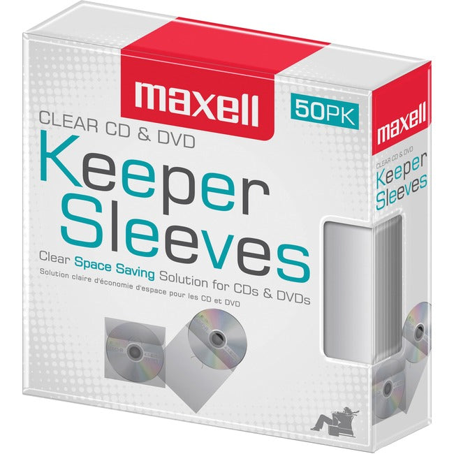 Maxell CD-DVD Keeper Sleeves - Clear (50 Pack)