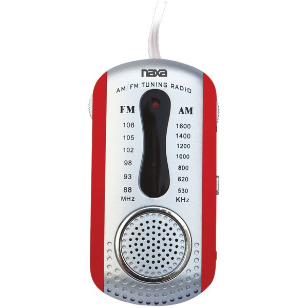AM-FM Mini Pocket Radio with Speaker (Red)