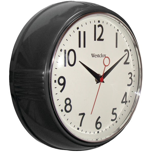 9.5" 1950's Retro Black Case Convex Glass Clock
