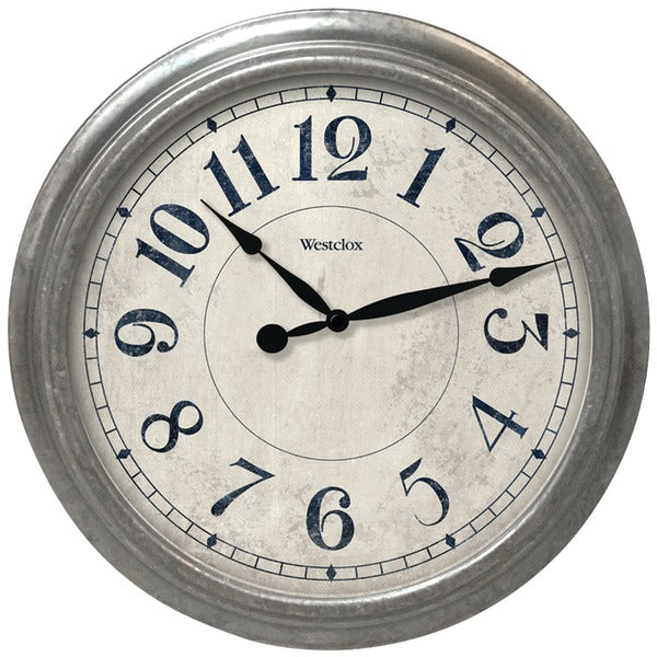 15.5" Round Galvanized Finish Gray Wall Clock