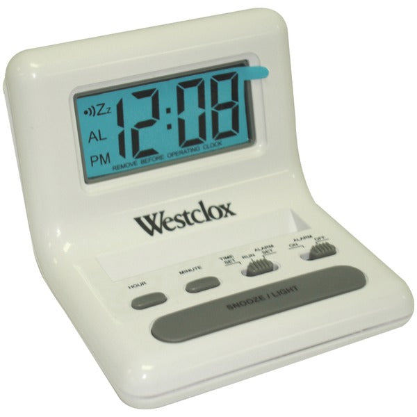 .8'' White LCD Alarm Clock with Light on Demand