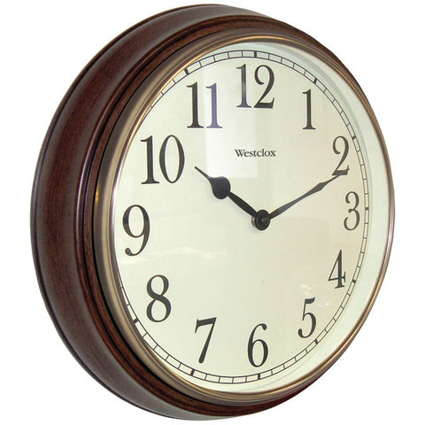 15.5" Round Dark Woodgrain Clock