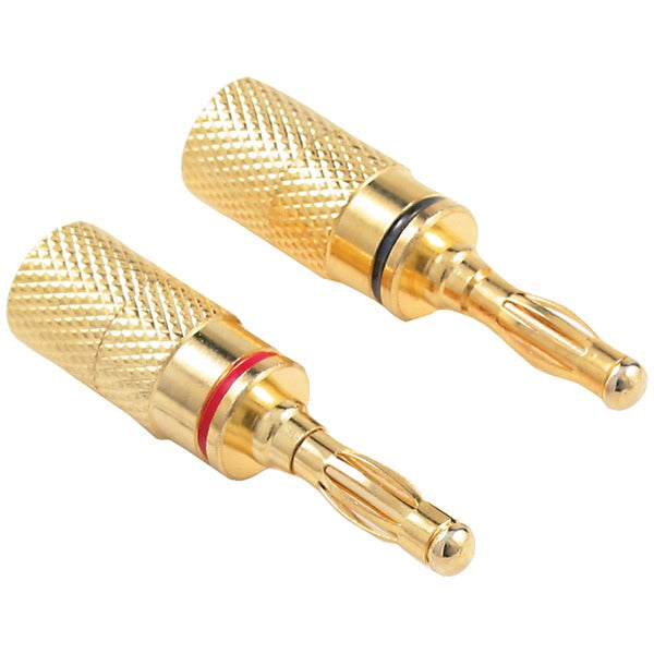 Gold-Plated Screw-on Banana Plugs, 4 pk