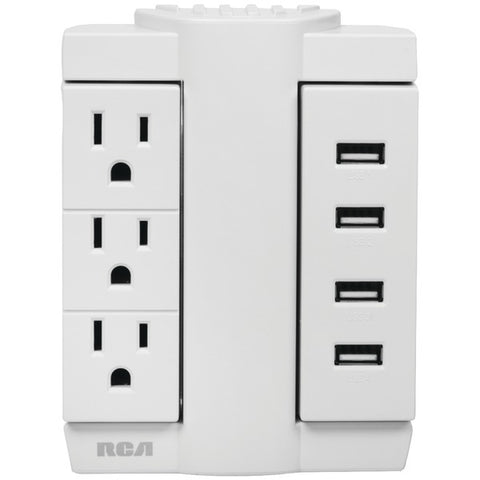 3-Outlet Swivel Wall Tap with 4 USB Ports