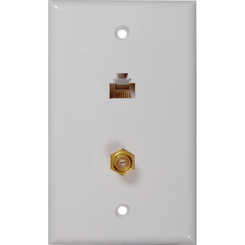 CAT-5E-6 F & Coaxial Connector Wall Plate