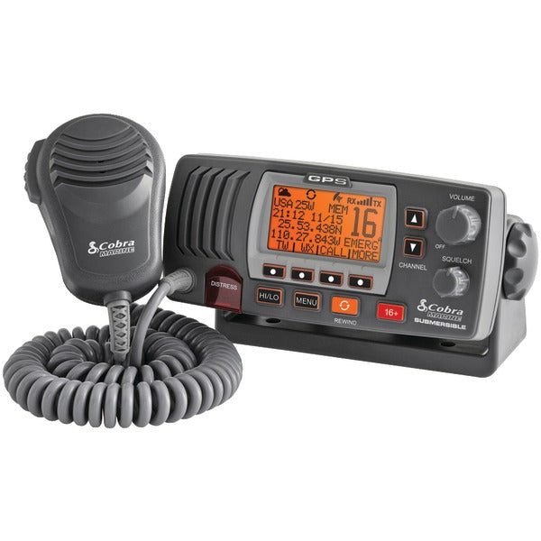 Marine Fixed Mount VHF Radio with Built-in GPS Receiver (Black)
