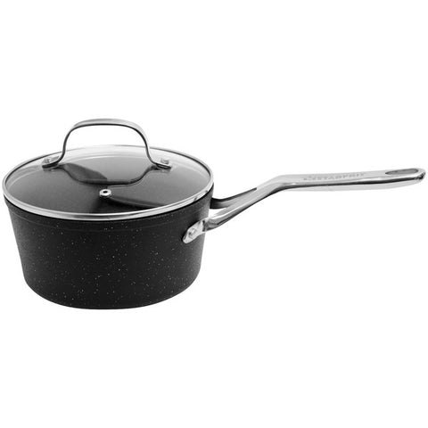 THE ROCK(TM) by Starfrit(R) Saucepan with Glass Lid & Stainless Steel Handles (3-Quart)