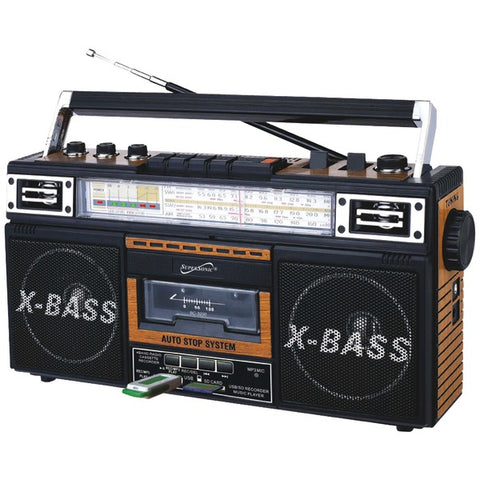 Retro 4-Band Radio & Cassette Player (Wood)
