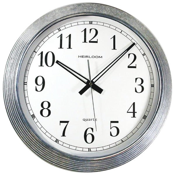 16" Galvanized Metal Silver Wall Clock