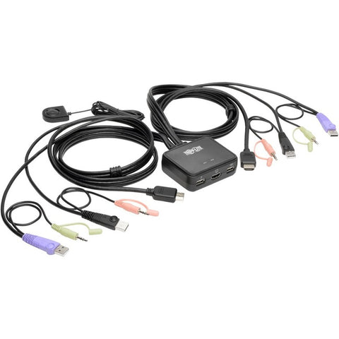 Tripp Lite 2-Port KVM Switch w- HDMI USB Audio Cables Peripheral Sharing