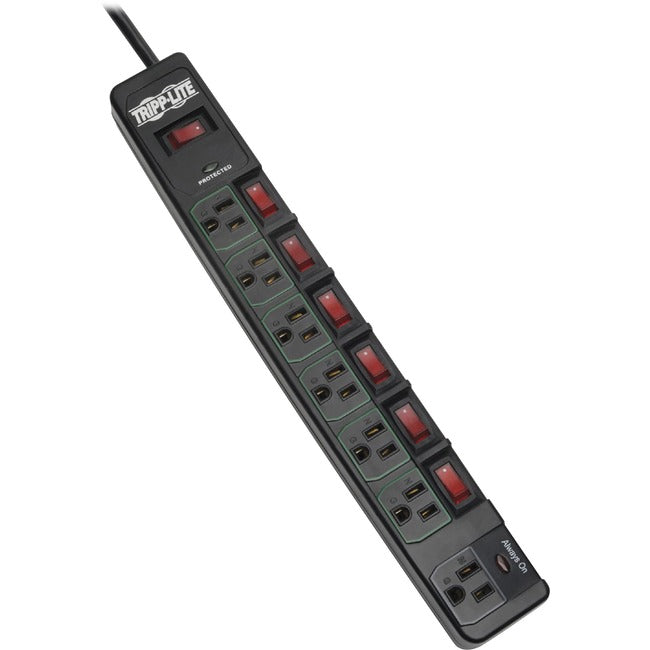 Tripp Lite Eco Surge Protector Power Strip Green 7-Outlet 6ft Cord, Black