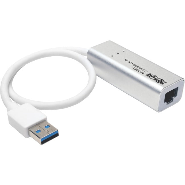Tripp Lite USB 3.0 SuperSpeed to Gigabit Ethernet NIC Network Adapter RJ45 10-100-1000 Aluminum White