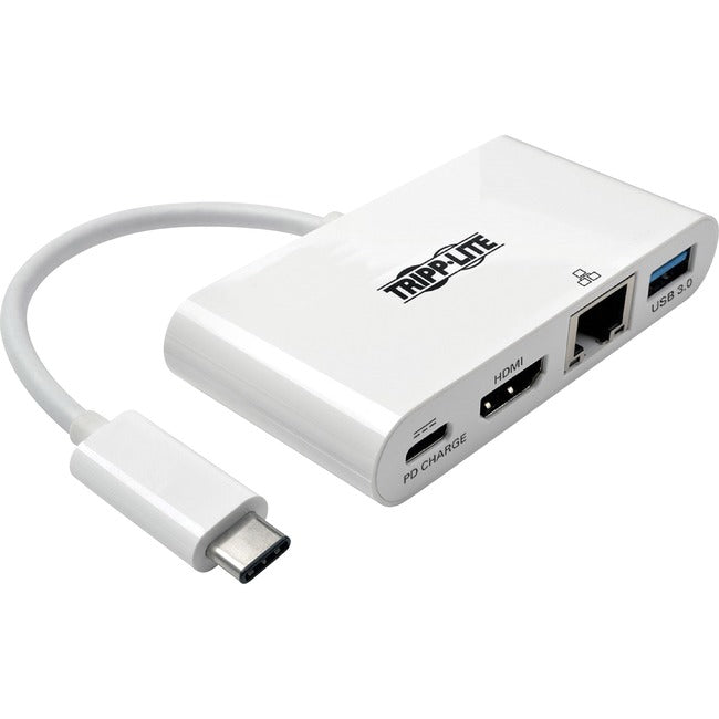 Tripp Lite USB C to HDMI Multiport Video Adapter Converter w- USB-A Hub, USB-C PD Charging, Gigabit Ethernet Port, USB Type C to HDMI, USB Type-C