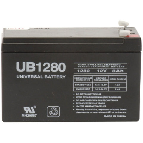 Sealed Lead Acid Battery (12V; 8Ah; .187 Tab Terminals; UB1280)