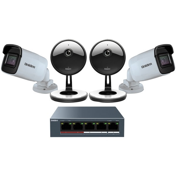 4-Camera 1080p Indoor-Outdoor Security Cloud System with 5-Port PoE Switch