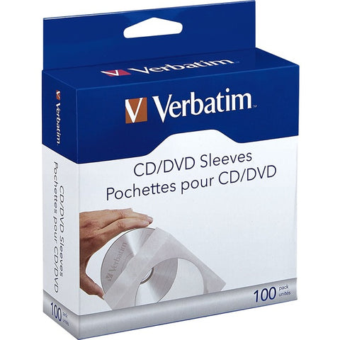Verbatim CD-DVD Paper Sleeves with Clear Window - 100pk Box