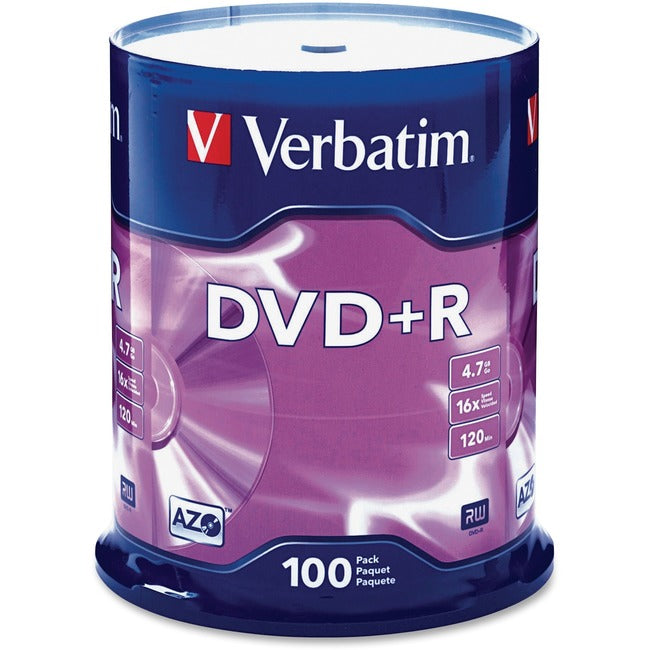 Verbatim AZO DVD+R 4.7GB 16X with Branded Surface - 100pk Spindle