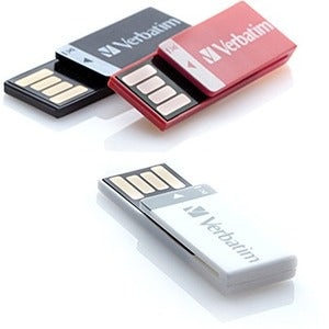 Verbatim 8GB Clip-It USB Flash Drive - 3pk - Black, White, Red