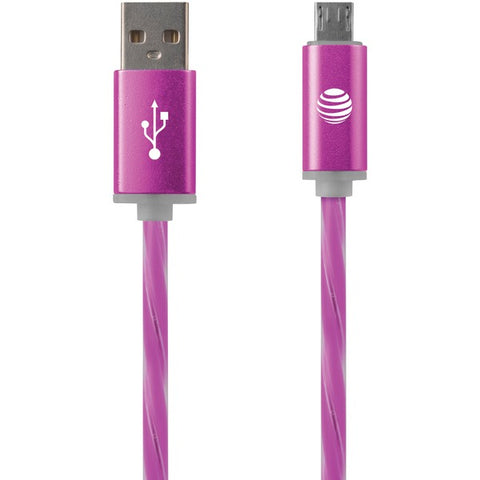 Charge & Sync Illuminated USB to Micro USB Cable, 3ft (Pink)