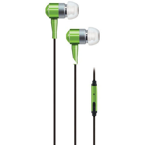 PEBM02 In-Ear Aluminum Stereo Earbuds with Microphone (Green)