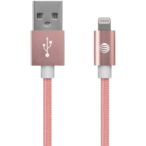 Charge & Sync Braided USB to Lightning(R) Cable, 4ft (Pink)