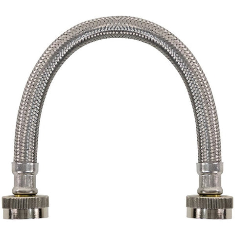 Braided Stainless Steel Water-Inlet Hose, 1ft
