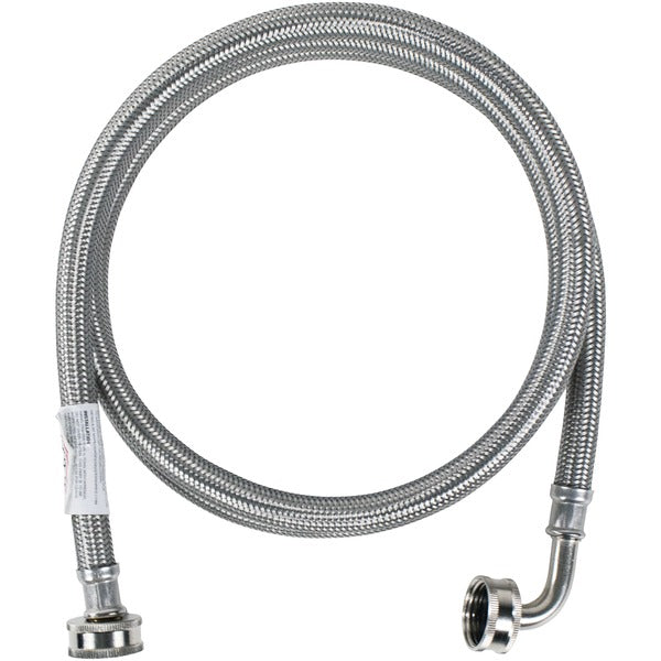 Braided Stainless Steel Washing Machine Hose with Elbow, 6ft