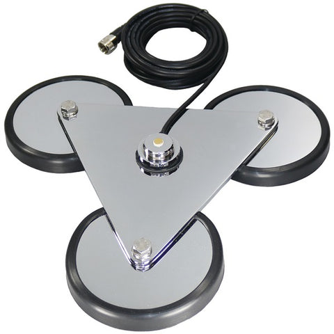 Tri-Magnet NMO Antenna Mount with Rubber Boots & 18ft RG58A-U Coaxial Cable